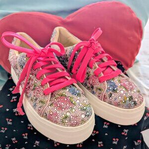 Betsey Johnson SIDNY Sparkle Floral Sneekers Women Size 10M Beautiful